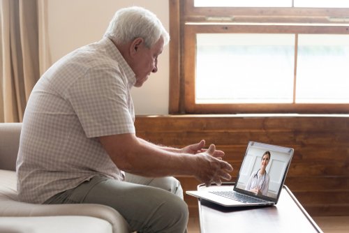 Man using telehealth